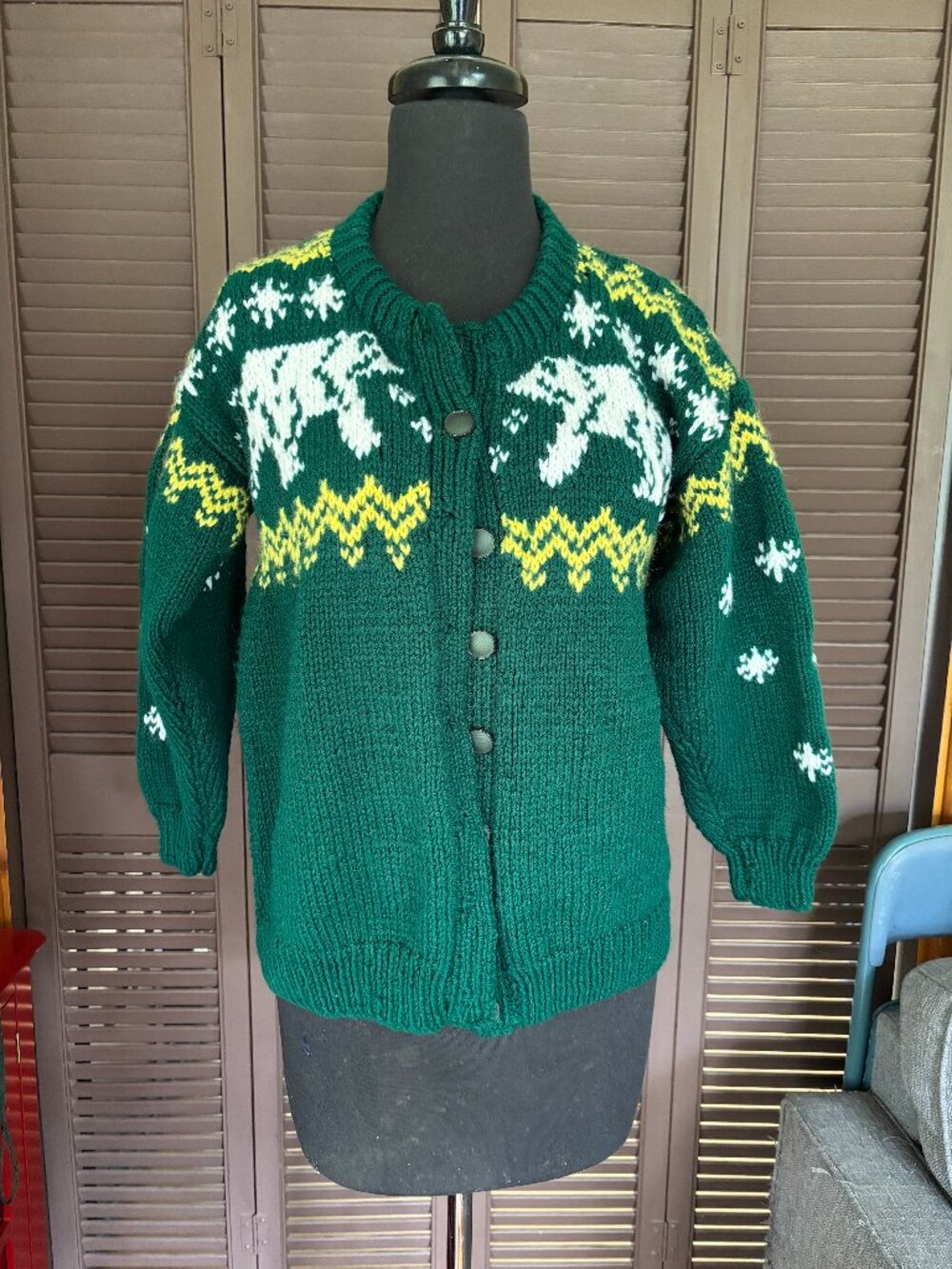 Hand knit graphic cardigan